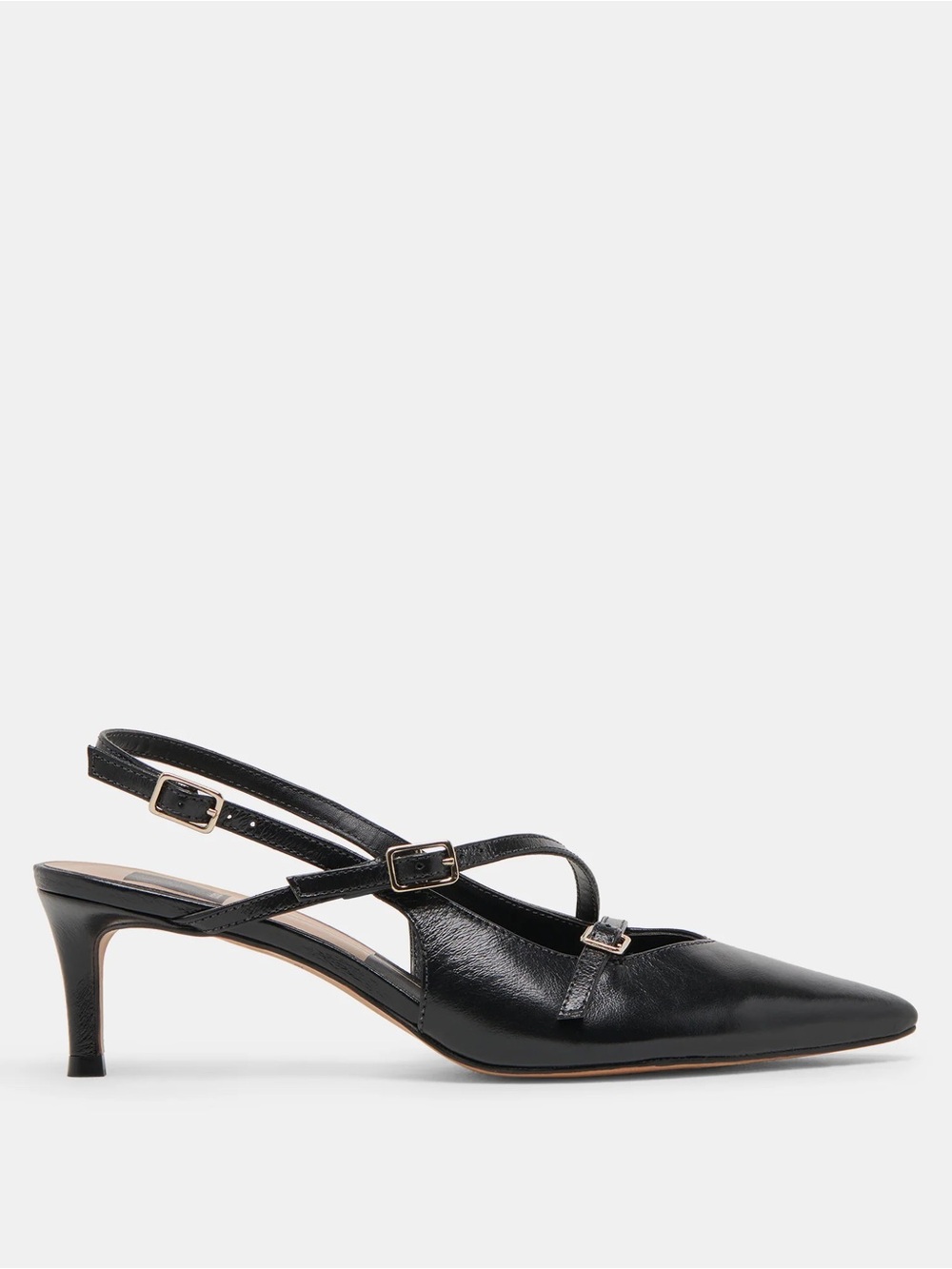 Dolce Vita Black Pointed Leather Slingback Heels